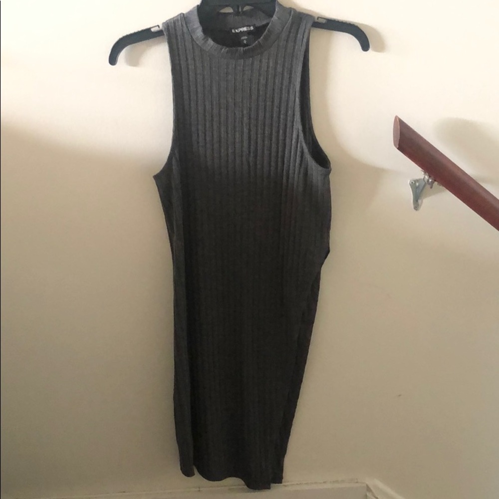 Express medium grey slit sleeveless top